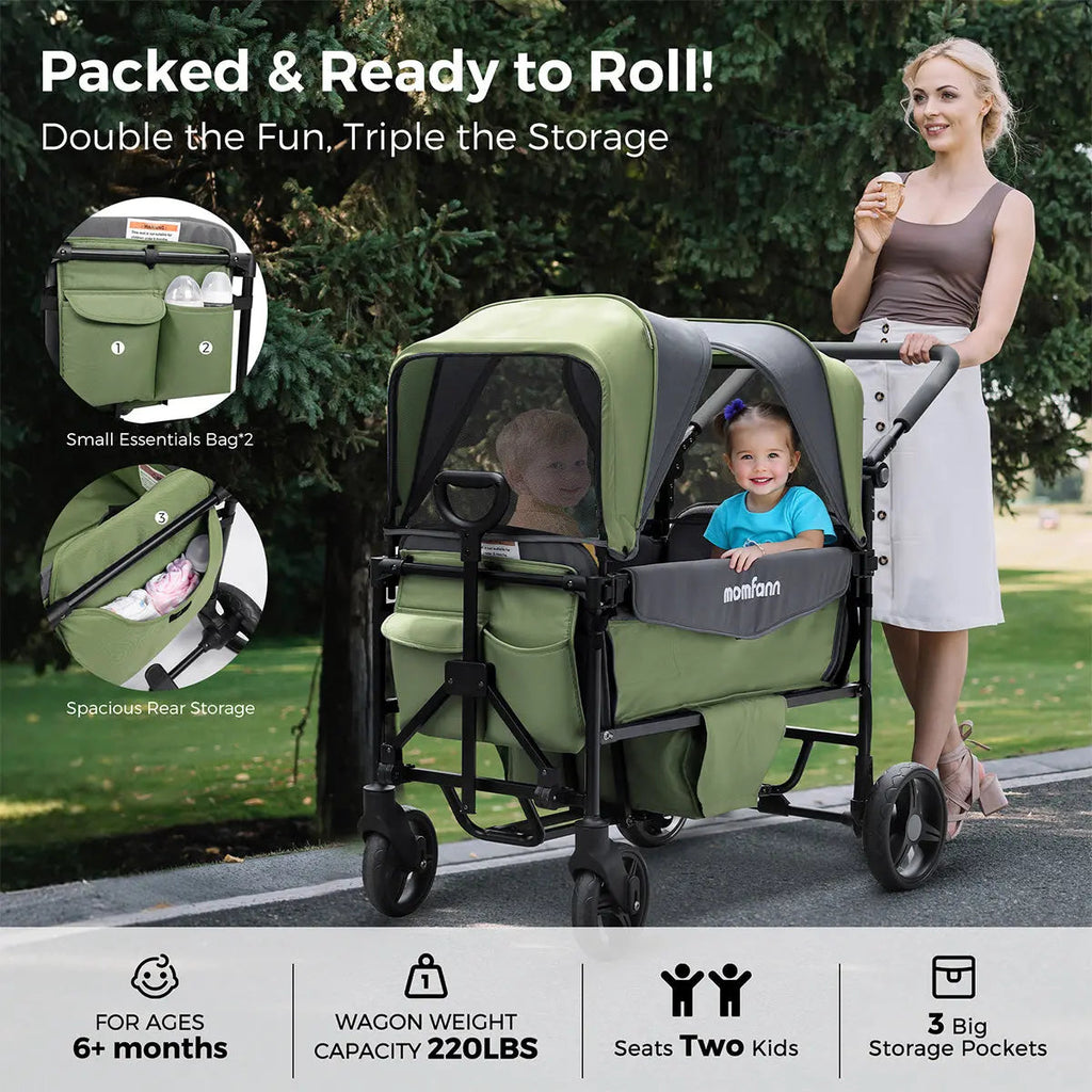 Momfann 4-in-1 Double Stroller Wagon for Kids