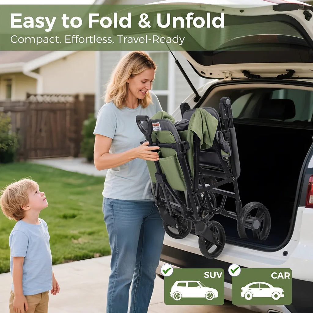 Momfann 4-in-1 Double Stroller Wagon for Kids