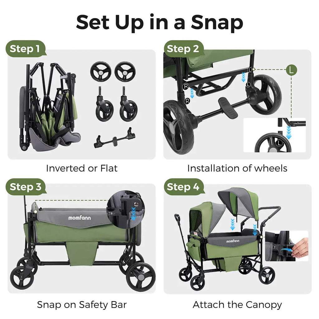 Momfann 4-in-1 Double Stroller Wagon for Kids