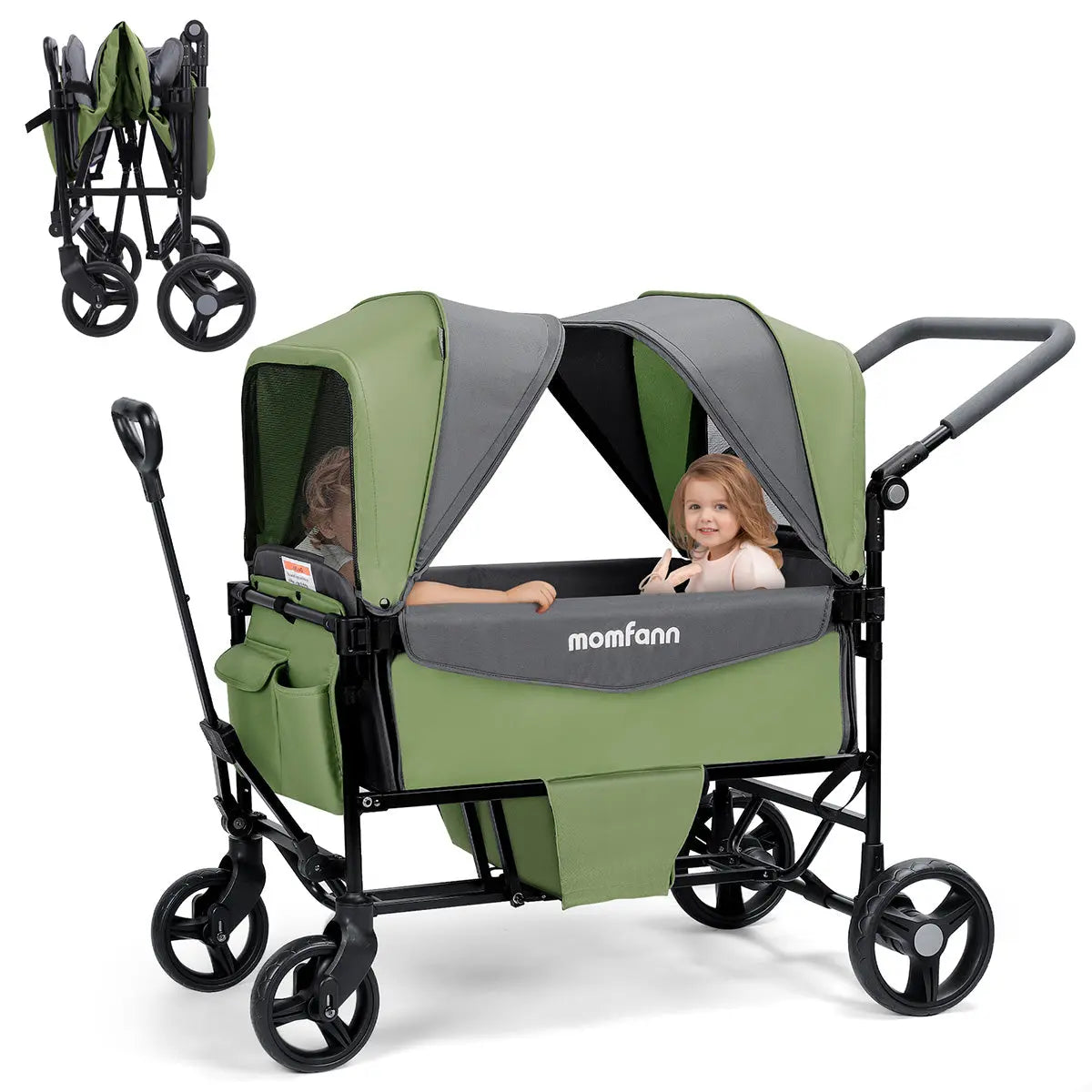 Momfann 4-in-1 Double Stroller Wagon for Kids