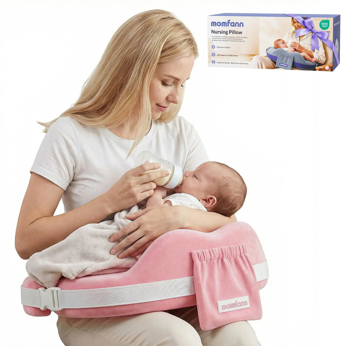 Momfann Memory Foam Nursing Pillow with Safety Guard