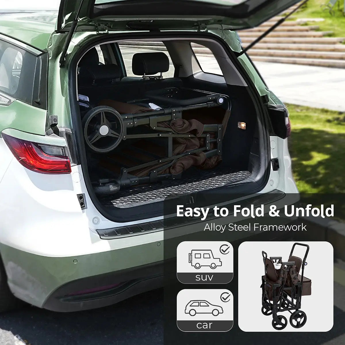 Momfann 4-in-1 Double Stroller Wagon for Kids