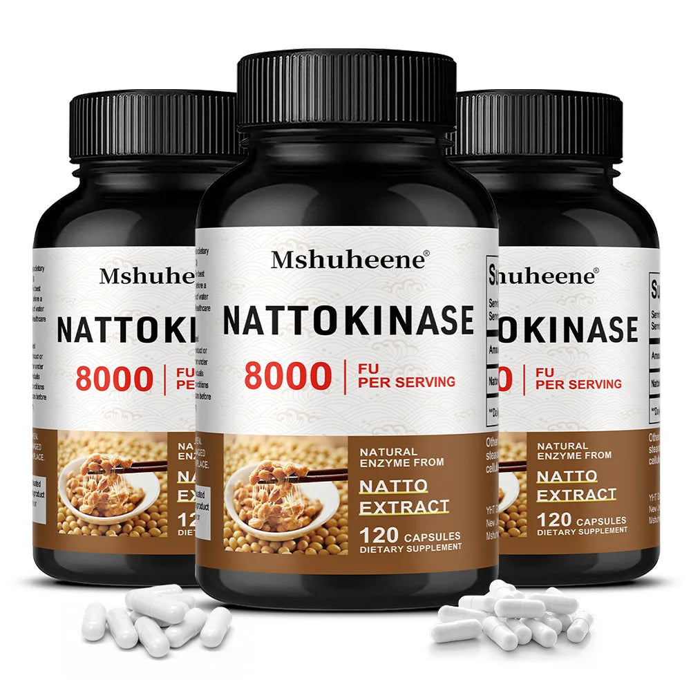 Nattokinase 8000 FU Capsules (Non-GMO & Gluten Free) - Maintains Blood Pressure Balance, Supports Cardiovascular Health