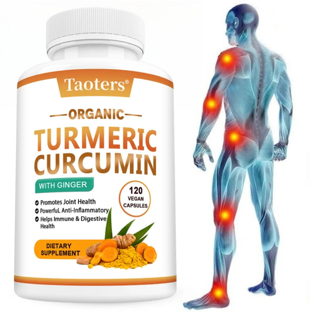 Turmeric Curcumin Capsules with Black Pepper & Ginger Organic for Joint, Brain Cognitive & Digestive Health, Antioxidant