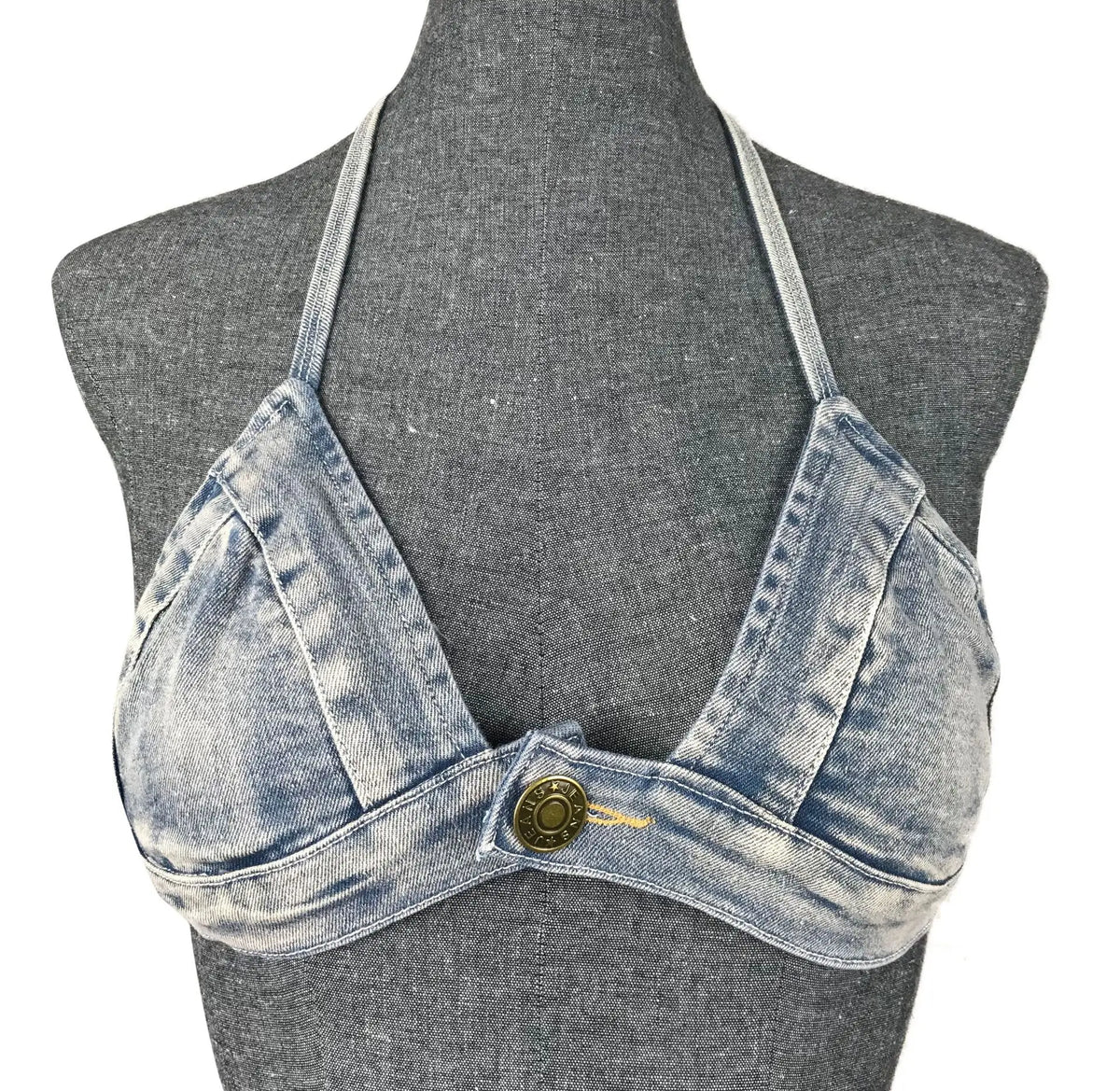 DEKA Women Beach Wear 2 Piece Set Denim Bikini SetThong Low Waist Swimsuit Push Up Swimwear Jeans Bathing Suit Halter Biquini