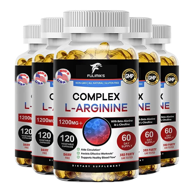 L-Arginine Nitric Oxide Supplement Helps Build Muscle and Supports Blood Flow, Circulation, Nutrient Delivery and Pumping