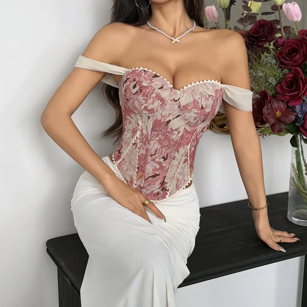 Phantasy Vintage Strap Floral Print Tank Top Women French Style Pink Camisole Lady Elegant Blue Vest 2026 Summer Party Dress up