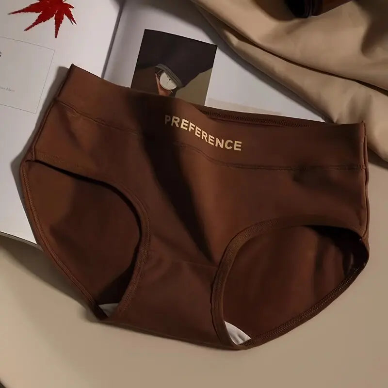 3Pcs/Set Women Soft Cotton Panties Mid Waist Briefs in Warm Tan Minimalist Intimates Breathable Stretch Underwear Size M-2XL