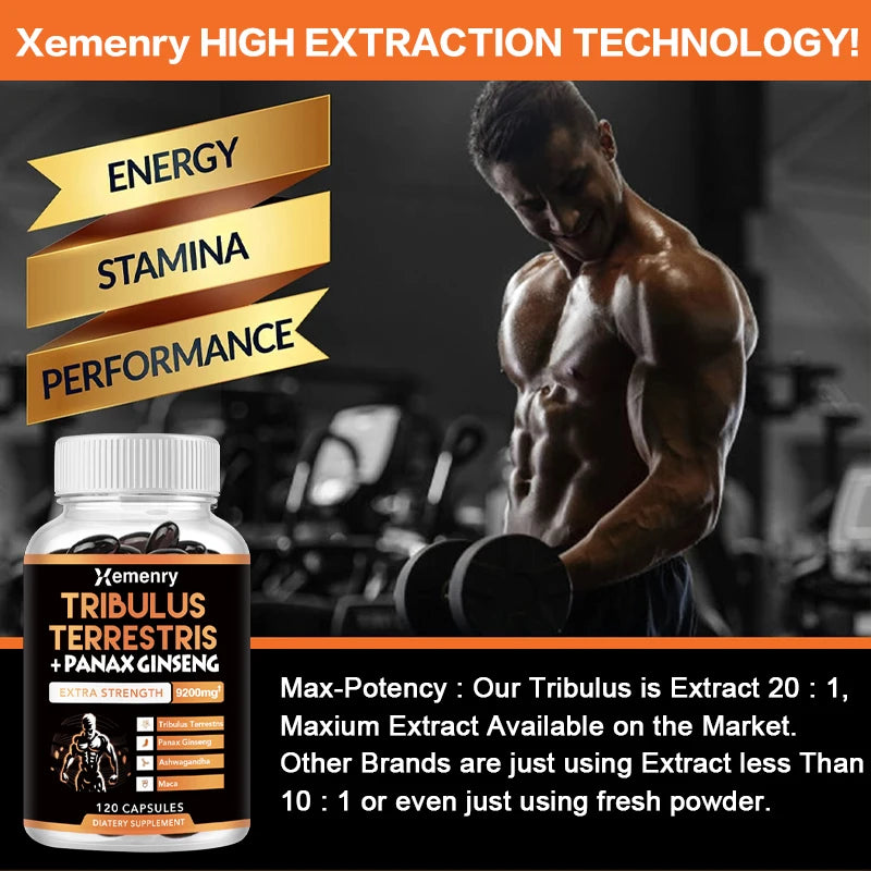 Tribulus + Ginseng Supplement - Promotes Energy Production To Help Improve Mood, Energy, Endurance and Performance
