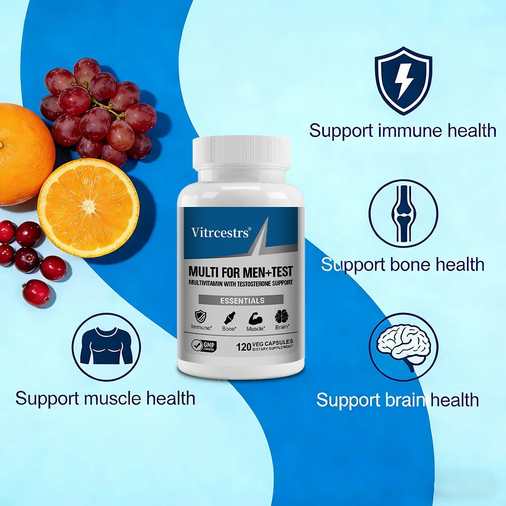 Men's Daily Multivitamin Capsules - 20+ Vitamins & Minerals, Brain Heart Prostate Immune Health, Energy Stamina Muscle Support