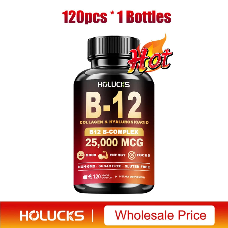 Vitamin B12 Complex Supplement, Benefit Brain & Heart Function, Support Memory, Learning, Metabolism, Helps Boost Natural Energy