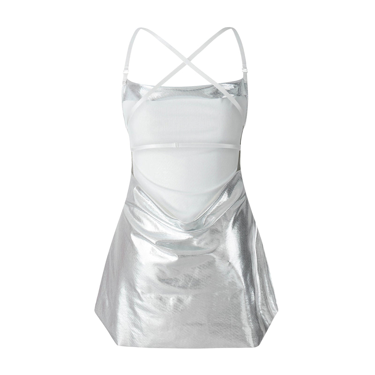 Women Sleeveless Backless Party Club Dress Solid Color Shiny Spaghetti Strap Mini Dress for Cocktail Nightclub Beach
