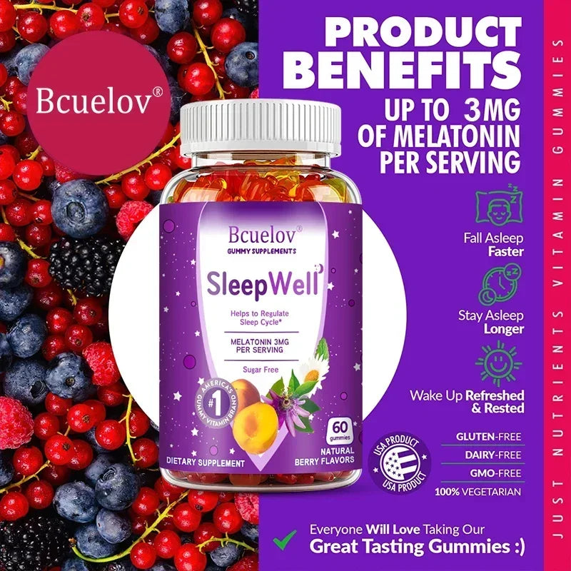 Melatonin Gummies 3 Mg - Fall Asleep Naturally, Fight Insomnia, Support Immunity, Improve Rest Quality and Sleep Cycles