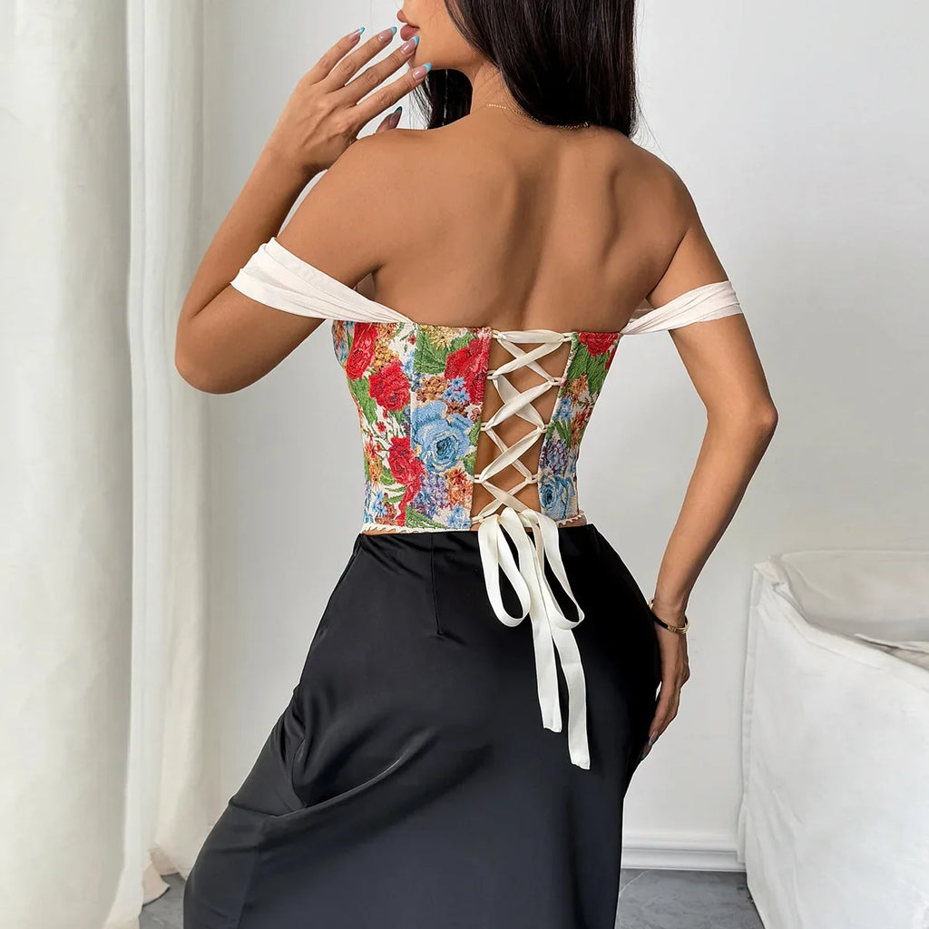 Phantasy Vintage Strap Floral Print Tank Top Women French Style Pink Camisole Lady Elegant Blue Vest 2026 Summer Party Dress up