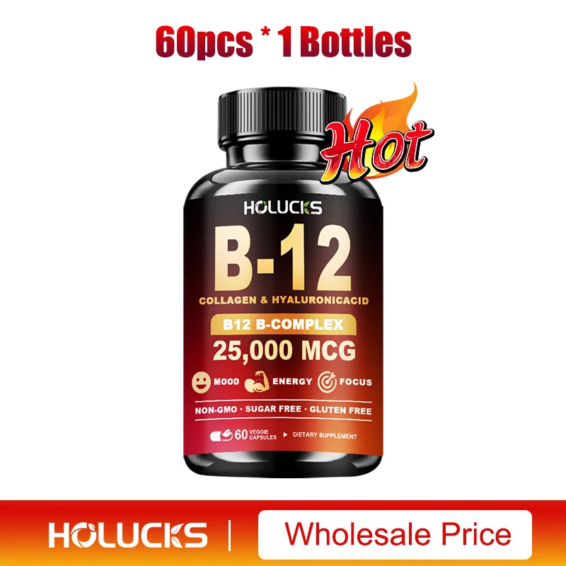 Vitamin B12 Complex Supplement, Benefit Brain & Heart Function, Support Memory, Learning, Metabolism, Helps Boost Natural Energy