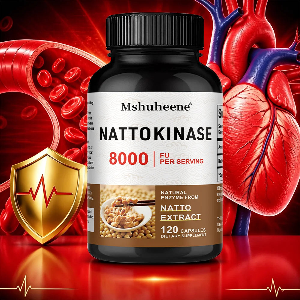 Nattokinase 8000 FU Capsules (Non-GMO & Gluten Free) - Maintains Blood Pressure Balance, Supports Cardiovascular Health