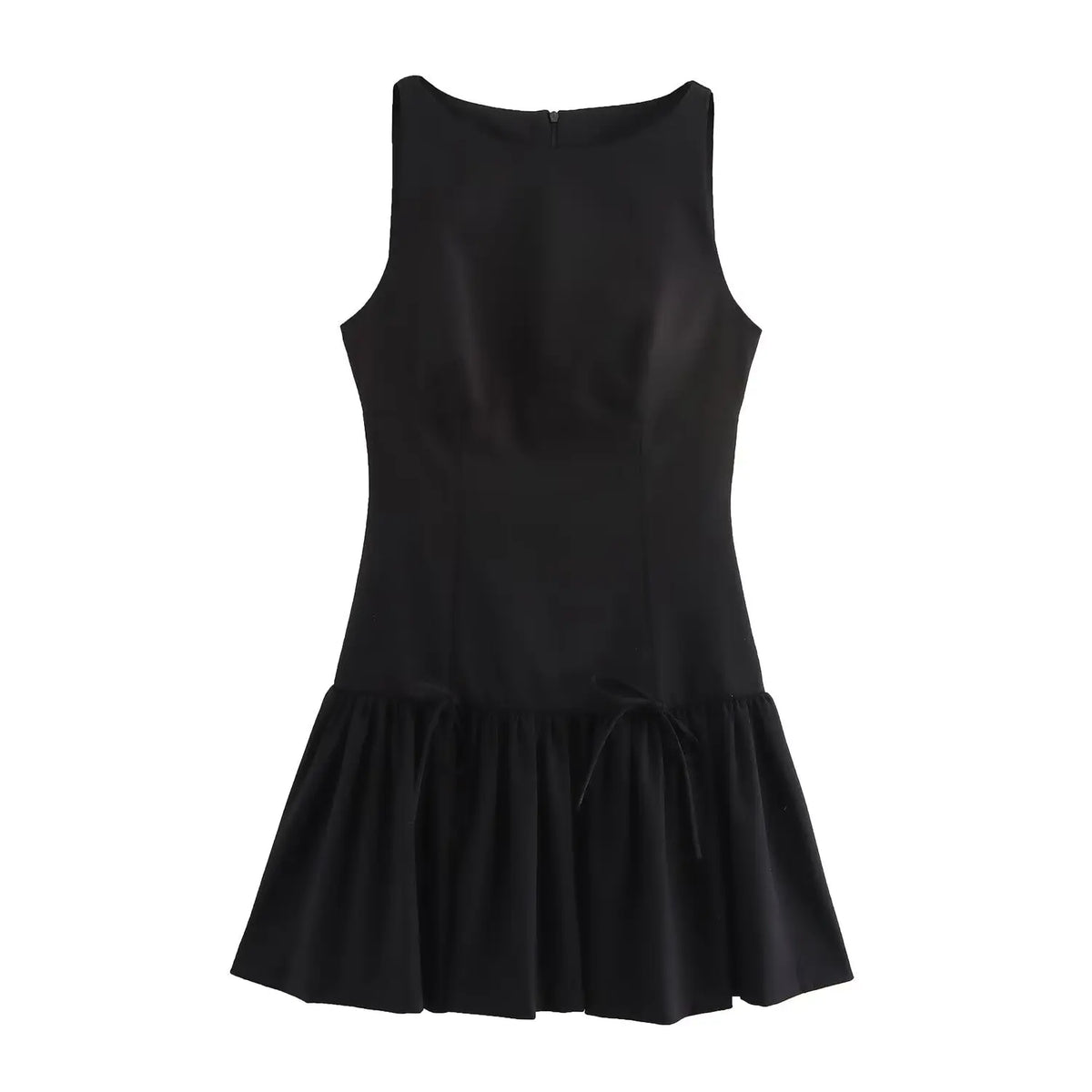 Foridol Bowknot Pleated Tank Short Dress for Women Sleeveless Casual Party Short Dress Female Casual Autumn Winter Dress
