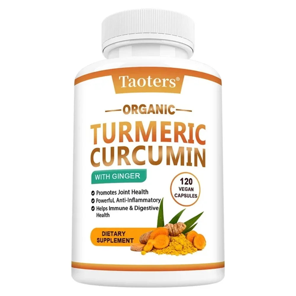 Turmeric Curcumin Capsules with Black Pepper & Ginger Organic for Joint, Brain Cognitive & Digestive Health, Antioxidant