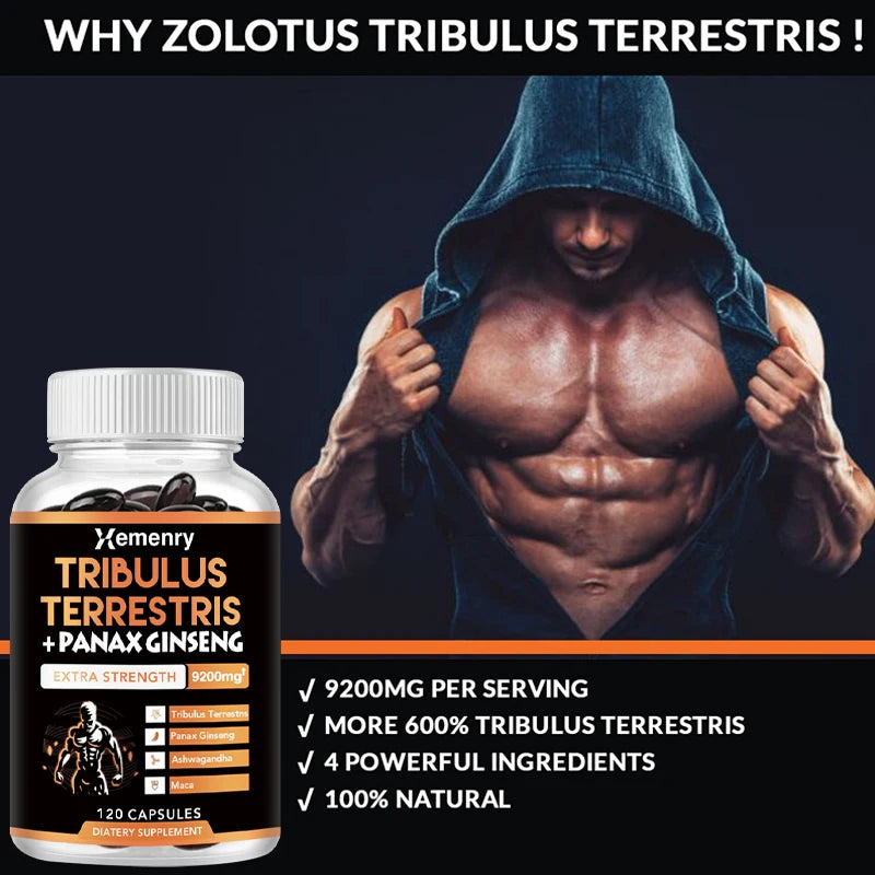 Tribulus + Ginseng Supplement - Promotes Energy Production To Help Improve Mood, Energy, Endurance and Performance