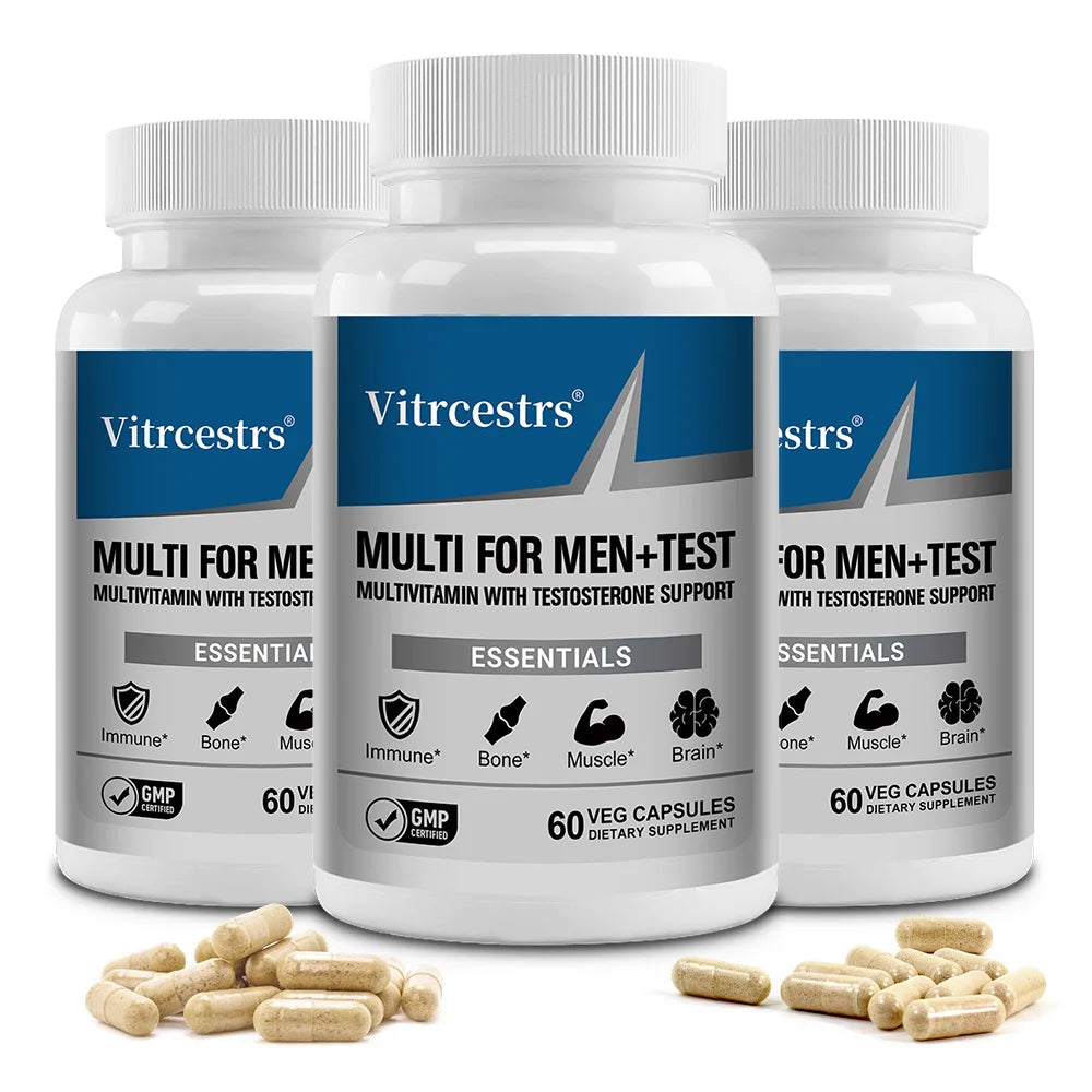 Men's Daily Multivitamin Capsules - 20+ Vitamins & Minerals, Brain Heart Prostate Immune Health, Energy Stamina Muscle Support
