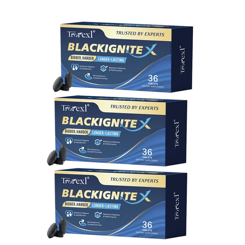 Black IgniteX Male Endurance Booster Supplement, Masculine Drive, Superior Pumps & Fullness, Saw Palmetto Oyster Tablets