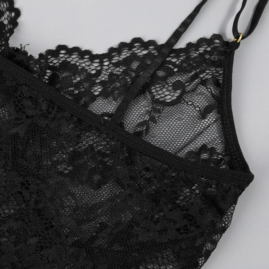 Porn Women Sexy Lingerie Lace Underwear Halter Bodysuit Garter Intimate Erotic Babydolls Sex Costumes Bra Set