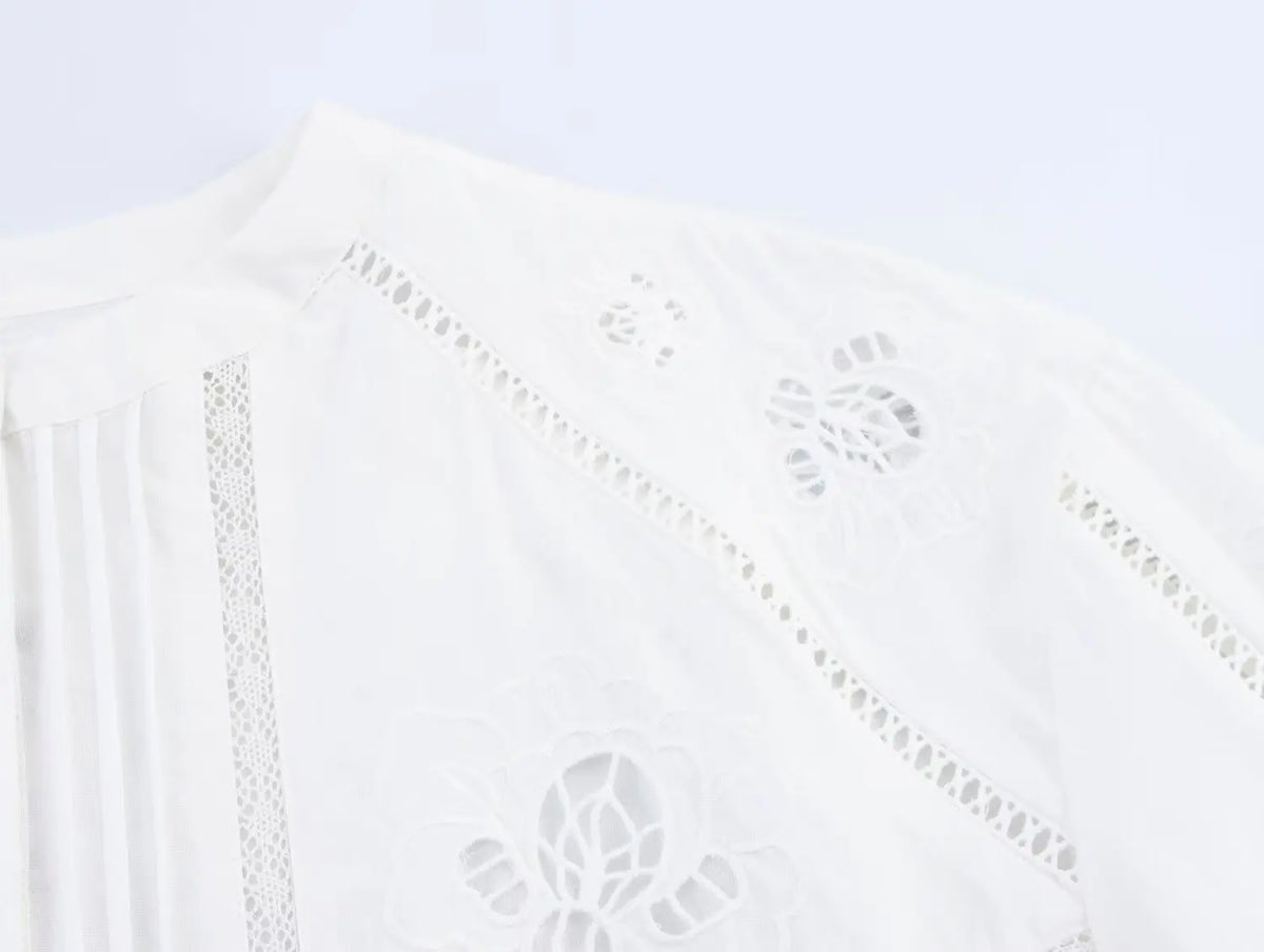 Foridol White Cotton Shorts Set Outfits Women Hollow Out Embroidery Two Pieces Set Outfits Shirt Shorts Matching Set Summer