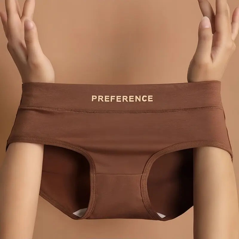 3Pcs/Set Women Soft Cotton Panties Mid Waist Briefs in Warm Tan Minimalist Intimates Breathable Stretch Underwear Size M-2XL