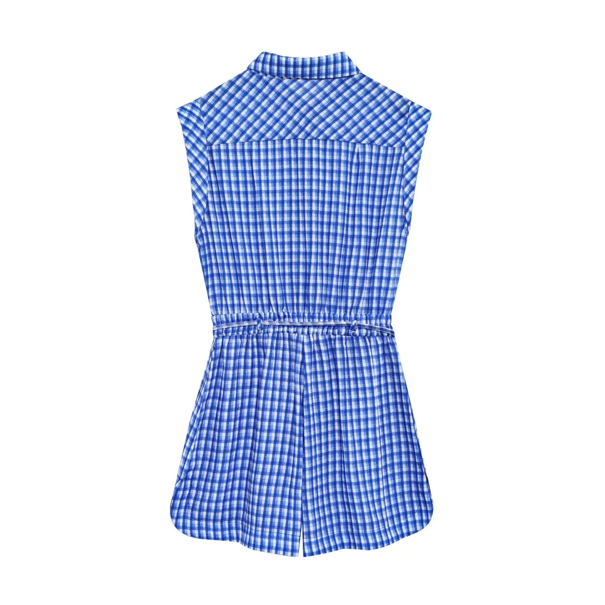 Gingham Printed Jumpsuit Women 2025 Summer Spring Wide Leg Casual Overalls for Women Cotton Linen Romper Pockets Playsuit