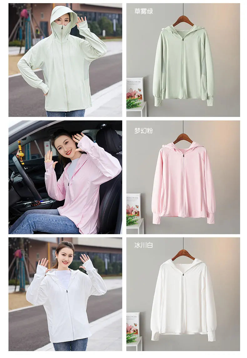 Ice Silk Sun UPF 50+ UV Protection Jacket Big Brim Thin Ice Silk Sun Protection Jackets UV Protection Hooded Windbreaker 4XL 5XL
