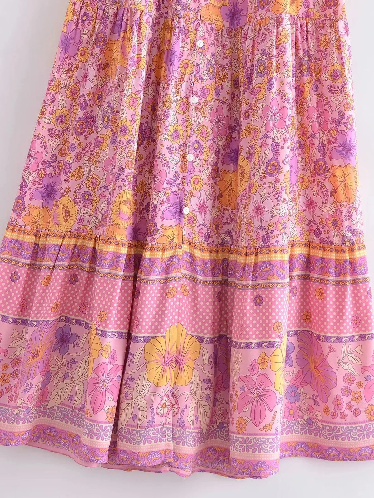 Foridol Single Breasted Bohemian Holiday Summer Women Dress Belt Casual Loose Maxi Floral Dress Short Sleeve Long Viscose Dress