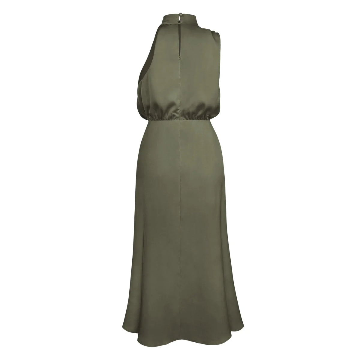 Foridol One Shoulder Turtleneck Tank Satin Women Party Dress Robe Zip Sleeveless Elegant Vintage Folds Women Clothing 2025