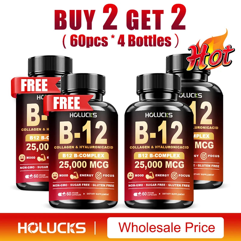 Vitamin B12 Complex Supplement, Benefit Brain & Heart Function, Support Memory, Learning, Metabolism, Helps Boost Natural Energy
