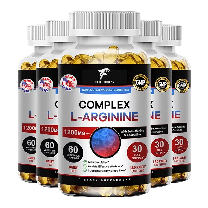 L-Arginine Nitric Oxide Supplement Helps Build Muscle and Supports Blood Flow, Circulation, Nutrient Delivery and Pumping