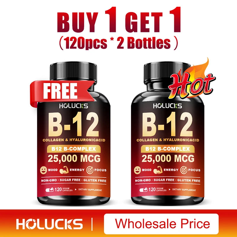 Vitamin B12 Complex Supplement, Benefit Brain & Heart Function, Support Memory, Learning, Metabolism, Helps Boost Natural Energy