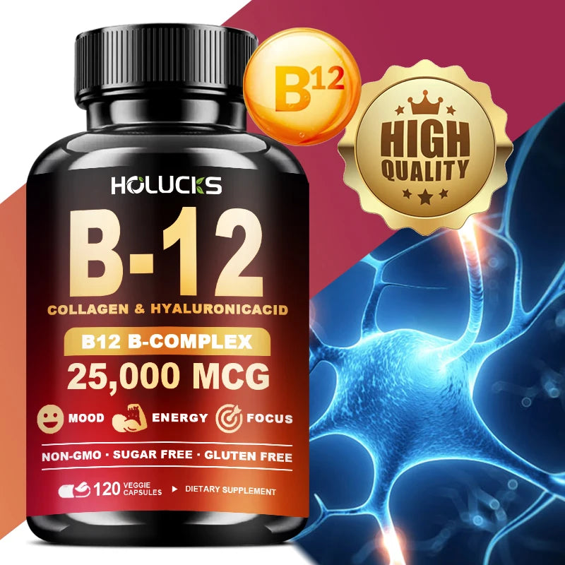 Vitamin B12 Complex Supplement, Benefit Brain & Heart Function, Support Memory, Learning, Metabolism, Helps Boost Natural Energy