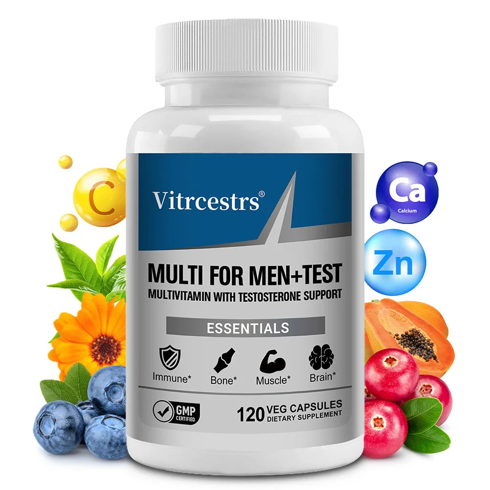 Men's Daily Multivitamin Capsules - 20+ Vitamins & Minerals, Brain Heart Prostate Immune Health, Energy Stamina Muscle Support