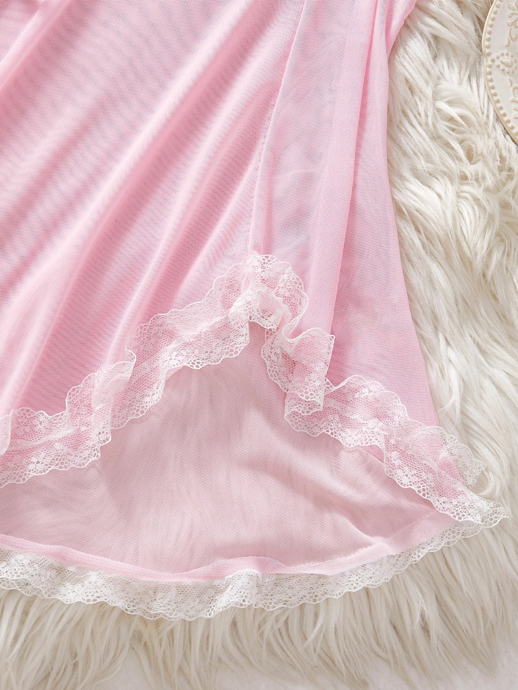 Pink Lips Lingerie Kawaii Intimate Dress Women Lace Nightdress Sleepwear Soft Pajamas With Thongs