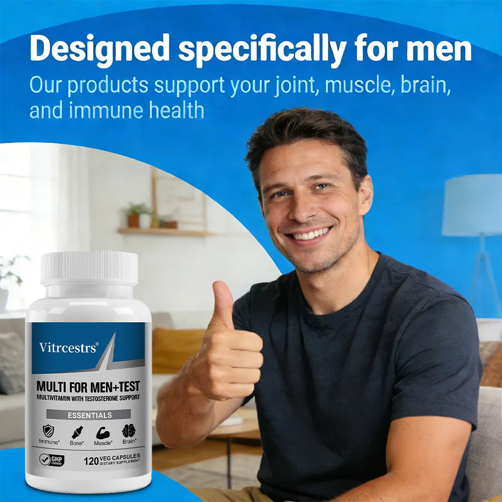 Men's Daily Multivitamin Capsules - 20+ Vitamins & Minerals, Brain Heart Prostate Immune Health, Energy Stamina Muscle Support