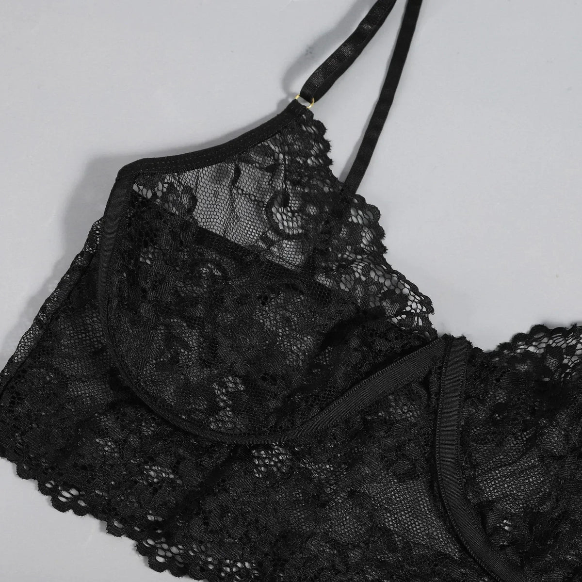Porn 3pcs Lace Underwear Set Women Sexy Lingerie Halter Bra and Panties Garter Intimate Erotic Babydolls Sex Costumes
