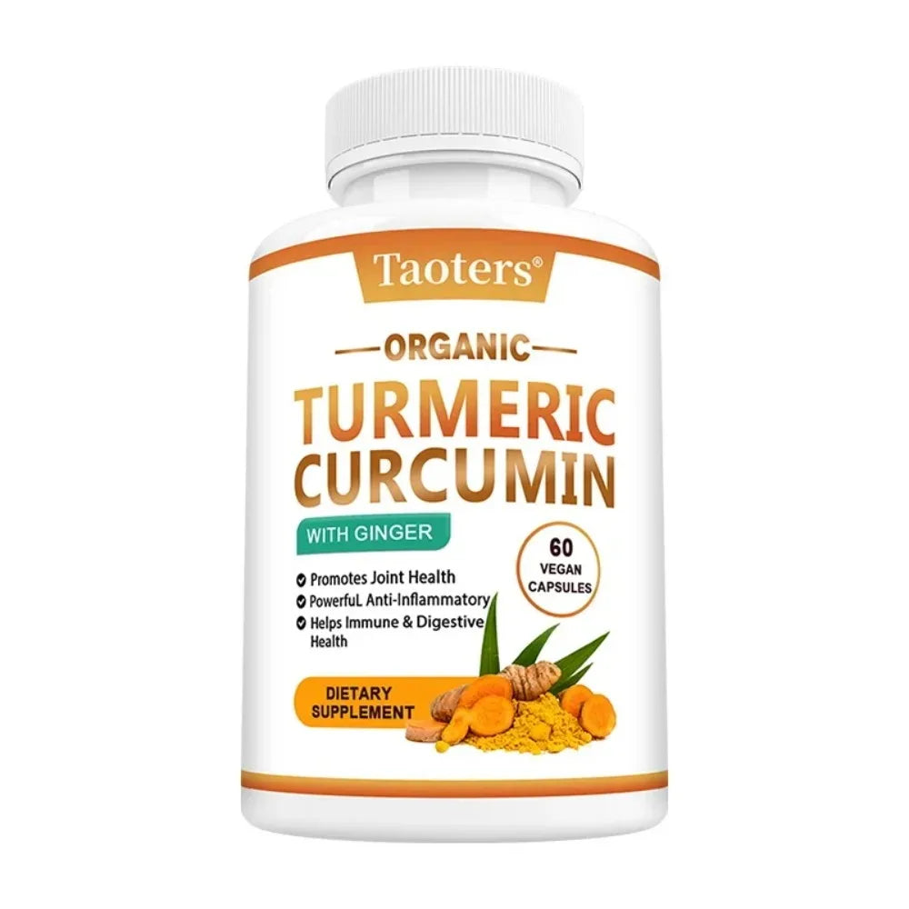 Turmeric Curcumin Capsules with Black Pepper & Ginger Organic for Joint, Brain Cognitive & Digestive Health, Antioxidant