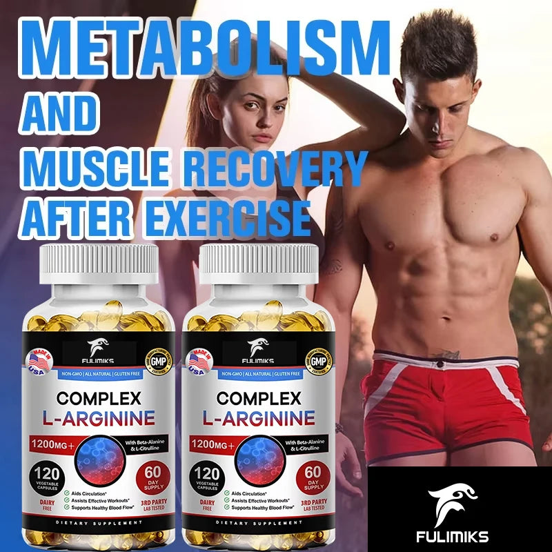 L-Arginine Nitric Oxide Supplement Helps Build Muscle and Supports Blood Flow, Circulation, Nutrient Delivery and Pumping