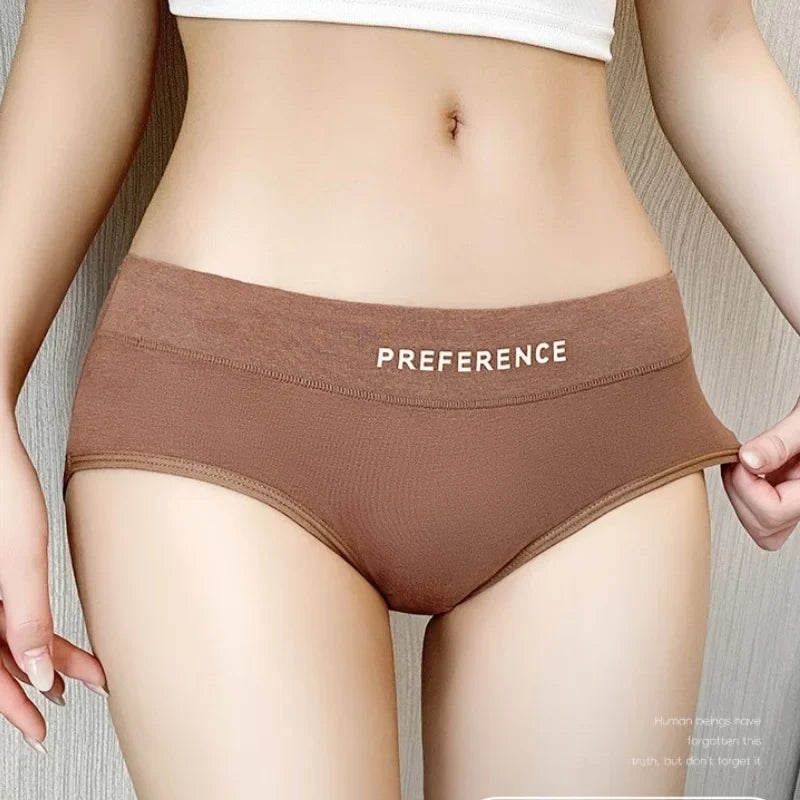 3Pcs/Set Women Soft Cotton Panties Mid Waist Briefs in Warm Tan Minimalist Intimates Breathable Stretch Underwear Size M-2XL