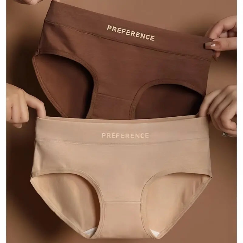 1-Pack Women Cotton Panties Mid Waist Briefs in Warm Tan Minimalist Breathable Intimates Ladies Underwear Size M-2XL