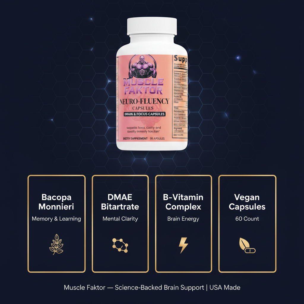 Muscle Faktor NEURO-FLUENCY Brain & Focus Support Capsules